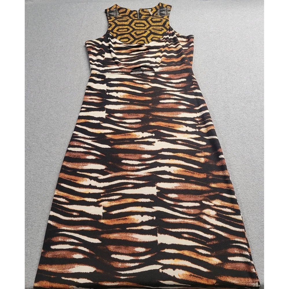 Free People Mixed Print Animal Geometric Sleeveless Maxi Dress Brown Size 4